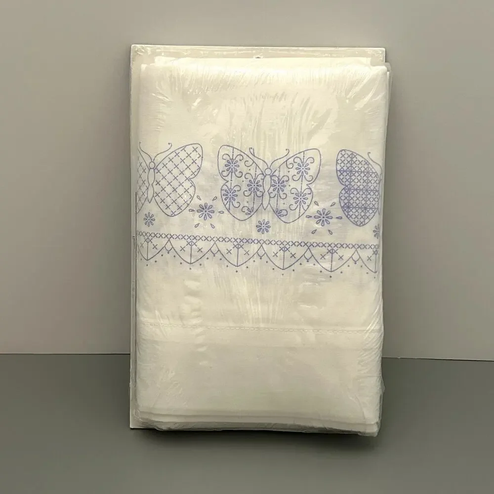 Janlynn Stamped Pillow Cases PATCHWORK BUTTERFLY Cross Stitch 20